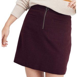 Madewell Burgundy Fireside Wool Mini Skirt Plus 24